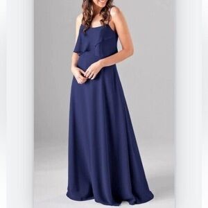 Jenny Yoo Navy Drape Spaghetti Strap Chiffon Bridesmaid Dress Size 4